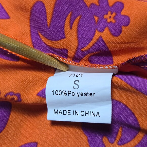 Orange Purple Floral‎ One Shoulder Maxi Dress S Tiered Ruffle Resort Vacation - Picture 6 of 9